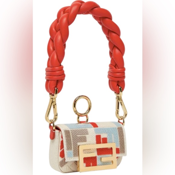 NWT FENDI Nano Baguette Multicolour canvas charm - Picture 1 of 14